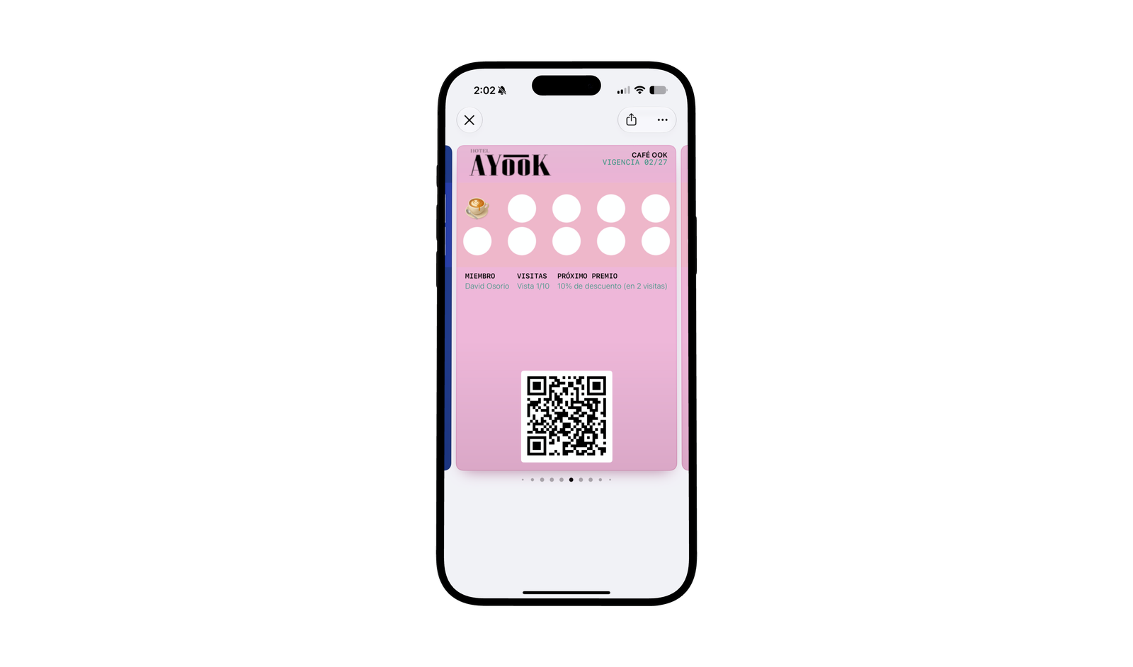 Ejemplo de tarjeta de lealtad en Apple Wallet